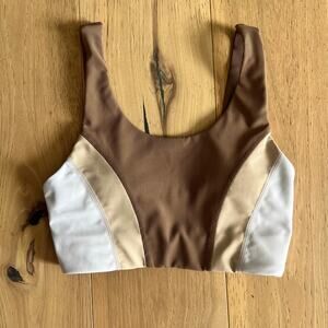 Wilo The Label - Women's Colorblock Scoop Sports Bra - Brown - Size XS